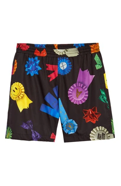 Shop Aries Bows Print Cotton Shorts In Multicolor