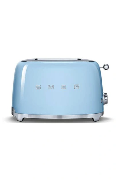 Shop Smeg 50s Retro Style Two-slice Toaster In Pastel Blue