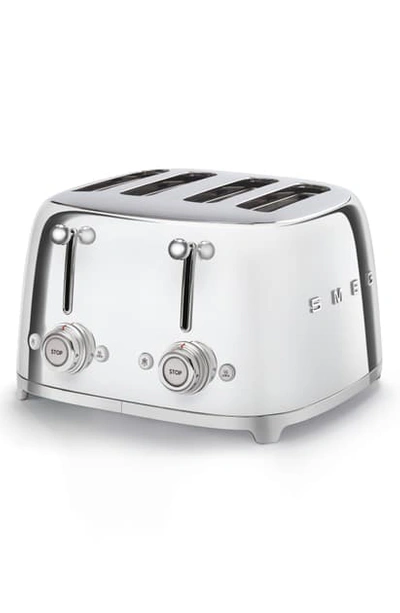 Shop Smeg '50s Retro Style 4-slice Toaster In Polished Stainless Steel