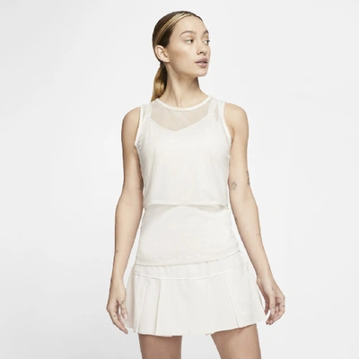 Shop Nike Court Dri-fit Women's Tennis Tank In Light Orewood Brown,white