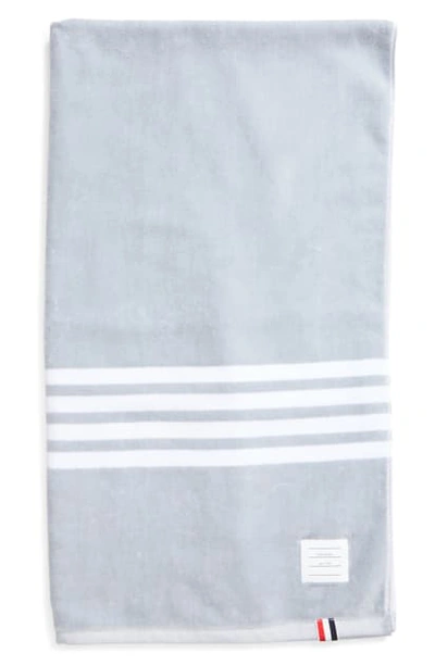 Shop Thom Browne 4-bar Large Cotton Towel In Med Grey
