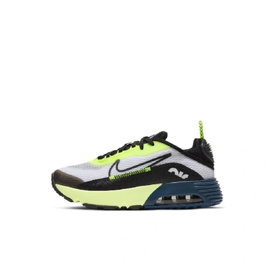 Shop Nike Air Max 2090 Little Kids' Shoe In White,volt,valerian Blue,black