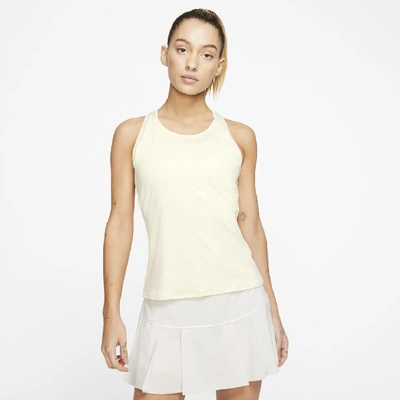 Shop Nike Court Dri-fit Women's Tennis Tank In Light Orewood Brown,white