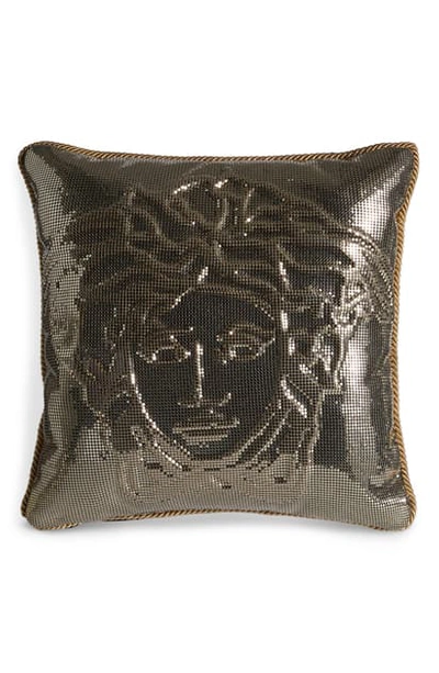 Shop Versace Metal Mesh Accent Pillow In Gold