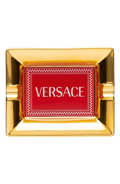 Shop Versace Medusa Rhapsody Small Porcelain Tray In Red