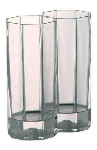 Shop Versace Medusa Lumiere Set Of 2 Highball Glasses In Clear/ White