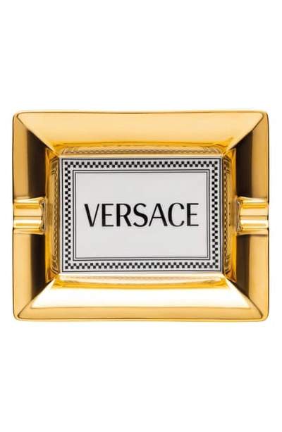Shop Versace Medusa Rhapsody Large Porcelain Tray In Gold