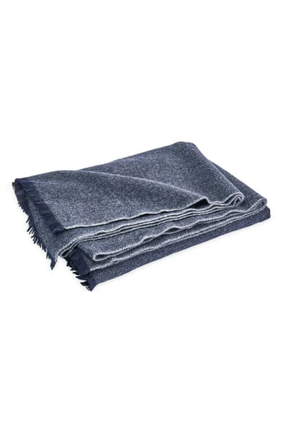 Shop Matouk Agnes Cotton & Cashmere Throw Blanket In Blue/ Black