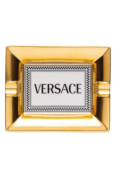 Shop Versace Medusa Rhapsody Small Porcelain Tray In Gold