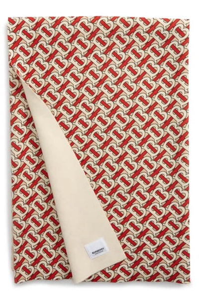 Shop Burberry Freddie Merino Wool Blend Baby Blanket In Vermillion