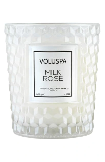 Shop Voluspa Roses Classic Textured Glass Candle, 6.5 oz In Milk Rose