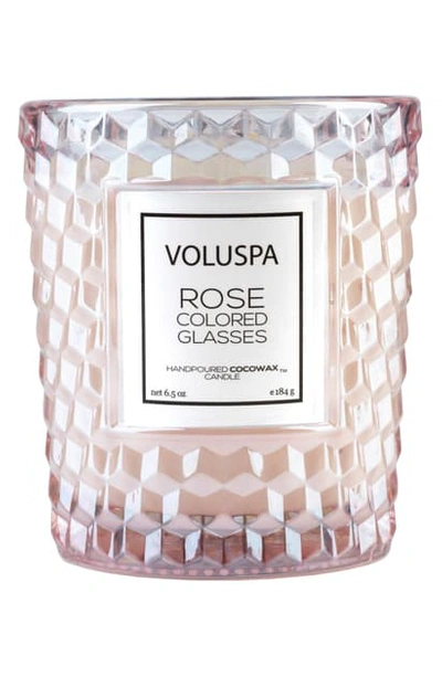 Shop Voluspa Roses Classic Textured Glass Candle, 6.5 oz In Rose Colored Glasses