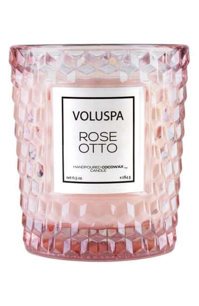Shop Voluspa Roses Classic Textured Glass Candle, 6.5 oz In Rose Otto