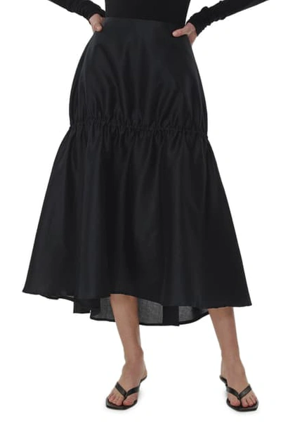 Shop Totême Anzio Gathered Midi Skirt In Black