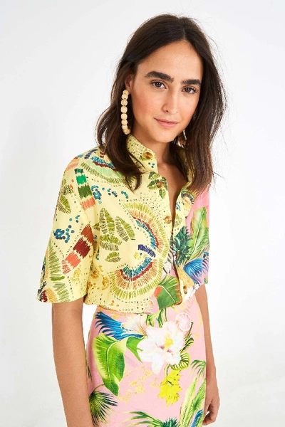 Shop Farm Rio Colorful Birds Mixed Print Shirt In Multi