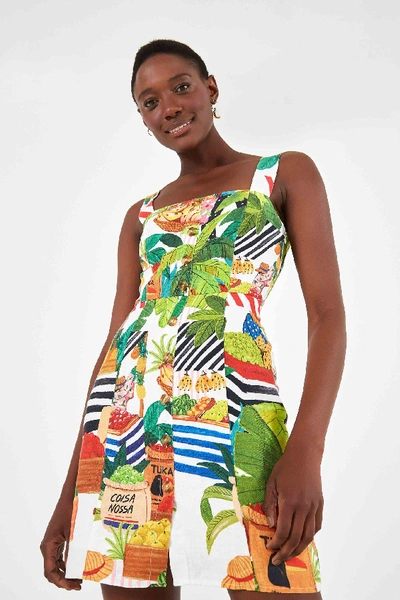 Shop Farm Rio Tropical Fair Linen Mini Dress In Multi