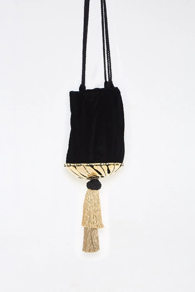 Shop Farm Rio Monstera Velvet Bag In Black