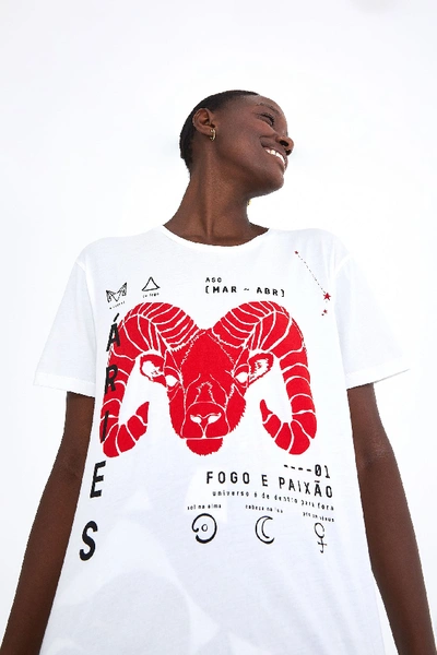 Shop Farm Rio Zodiac Aries T-shirt In Off-white