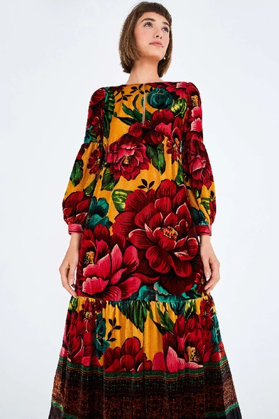 Shop Farm Rio Winter Garden Velvet Maxi In Multi