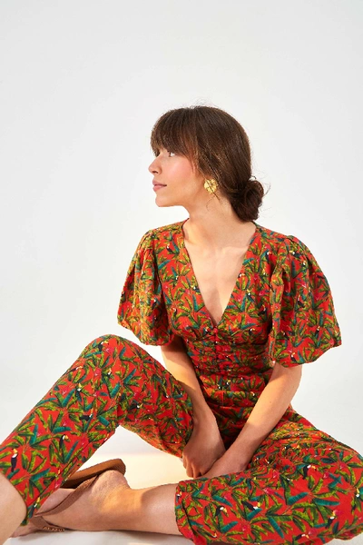 Shop Farm Rio Tucano Paradise Open Back Jumpsuit In Red Multi