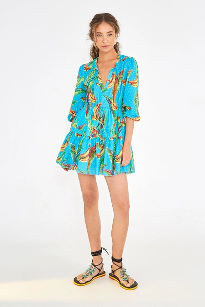 Shop Farm Rio Banana Sky Mini Dress In Blue Multi