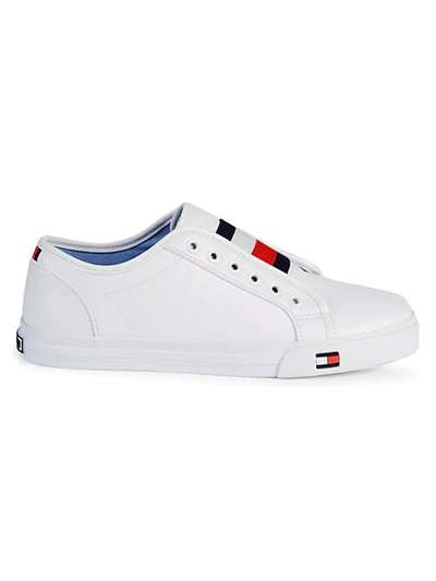 Shop Tommy Hilfiger Logo Patch Slip-on Sneakers In White