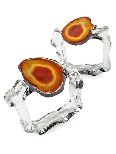 Shop Anna New York Aleotto 2-piece Agate Napkin Ring Set In Orange