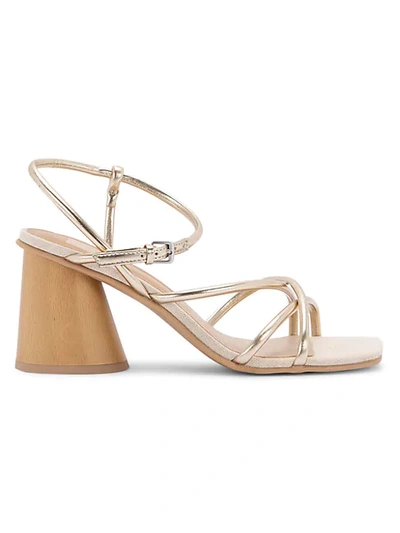 Shop Dolce Vita Harper Metallic Block-heel Sandals In Light Gold