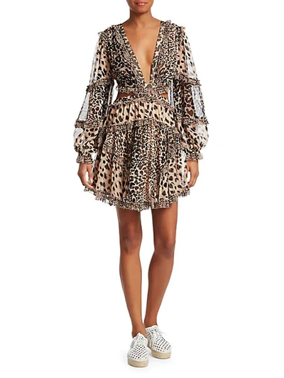 Shop Zimmermann Allia Leopard Cutout Sheer Dress