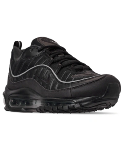 Shop Nike Women's Air Max 98 Casual Sneakers From Finish Line In Black/black