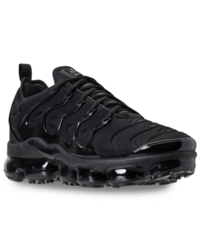 Shop Nike Men's Air Vapormax Plus Running Sneakers From Finish Line In Black/black