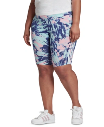 Shop Adidas Originals Plus Size Bike Shorts In Blur Multi
