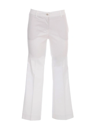 Shop Alberto Biani Flared Pants Gabardine Stretch Cotton In Bianco Ottico