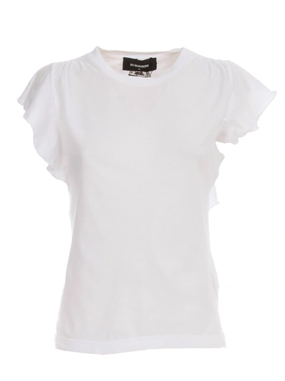 Shop Dsquared2 T-shirt Rouches In White