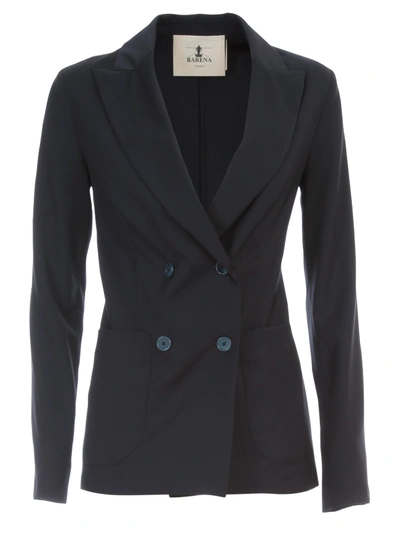 Shop Barena Venezia Dalia Fitted Double Breasted Jacket In Navy