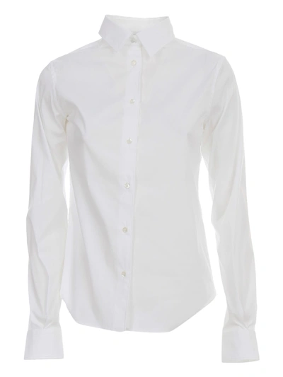 Shop Aspesi Shirt L/s Stretch In Bianco