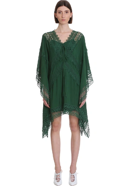Shop Self-portrait Dress In Green Viscose