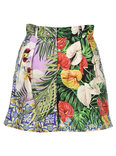 Shop Dolce & Gabbana Jungle Print Pleated Shorts In Black Jungle Print
