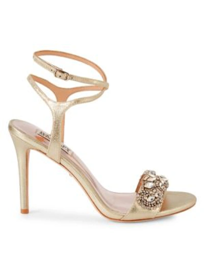 Shop Badgley Mischka Hailey Embellished Strappy Sandals In Gold