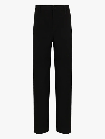 Shop Burberry Straight Leg Wool Trousers In Black