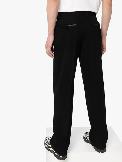 Shop Burberry Straight Leg Wool Trousers In Black