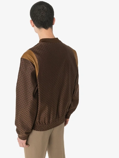 Shop Gucci Gg Logo Zip Jacket In Brown