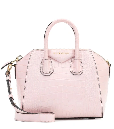 Shop Givenchy Antigona Mini Croc-effect Leather Tote In Pink