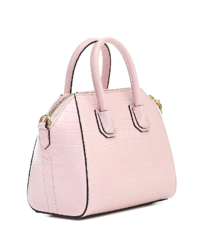 Shop Givenchy Antigona Mini Croc-effect Leather Tote In Pink