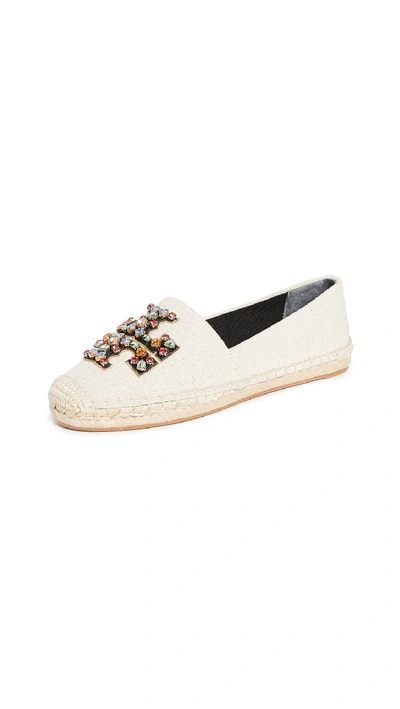 Shop Tory Burch Ines Embellished Espadrilles In Natural/perfect Black/gold