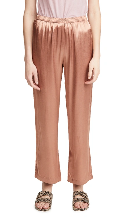 Shop Enza Costa Satin Lounge Pants In Bronze