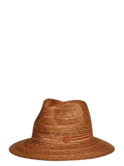 Shop Maison Michel Rico Lame` Straw Hat In Brown