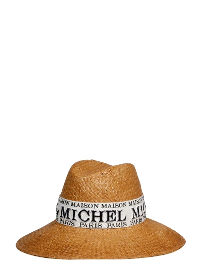 Shop Maison Michel Kate Paper Fedora Hat In Nude & Neutrals