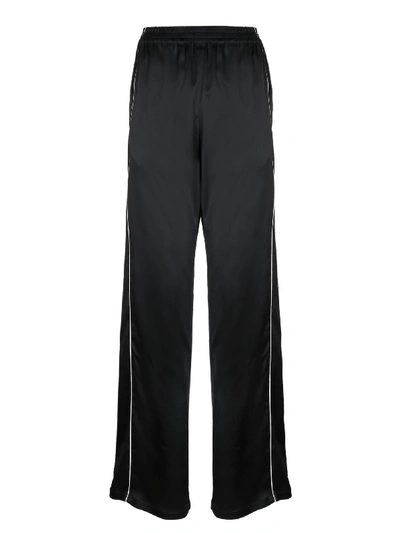 Shop Balenciaga Satin Tracksuit Pants In Black