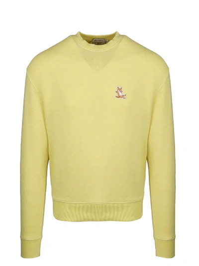 Shop Maison Kitsuné Fox Patch Sweatshirt In Yellow & Orange